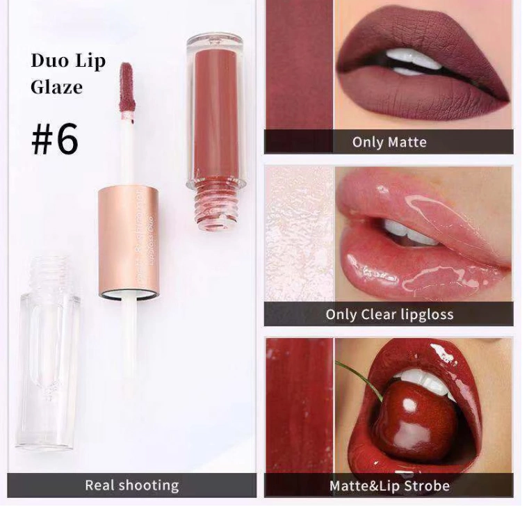 Stock No Logo Lpgloss Double Lip Gloss Mirror Lip Cream 12 Color No Logo Lipgloss