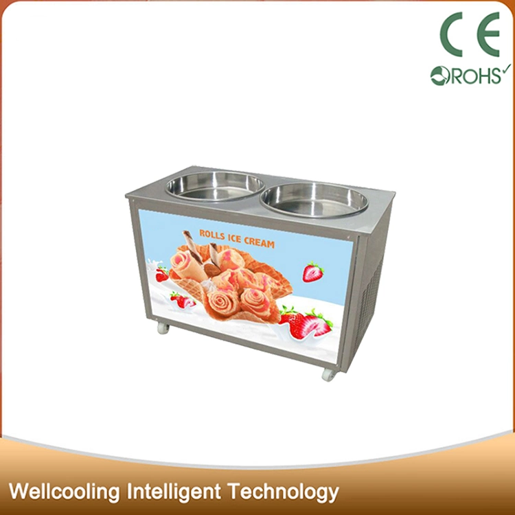 Fast Cooling 2 Minutes Roll Fry Ice Cream Machine Price Double Pan