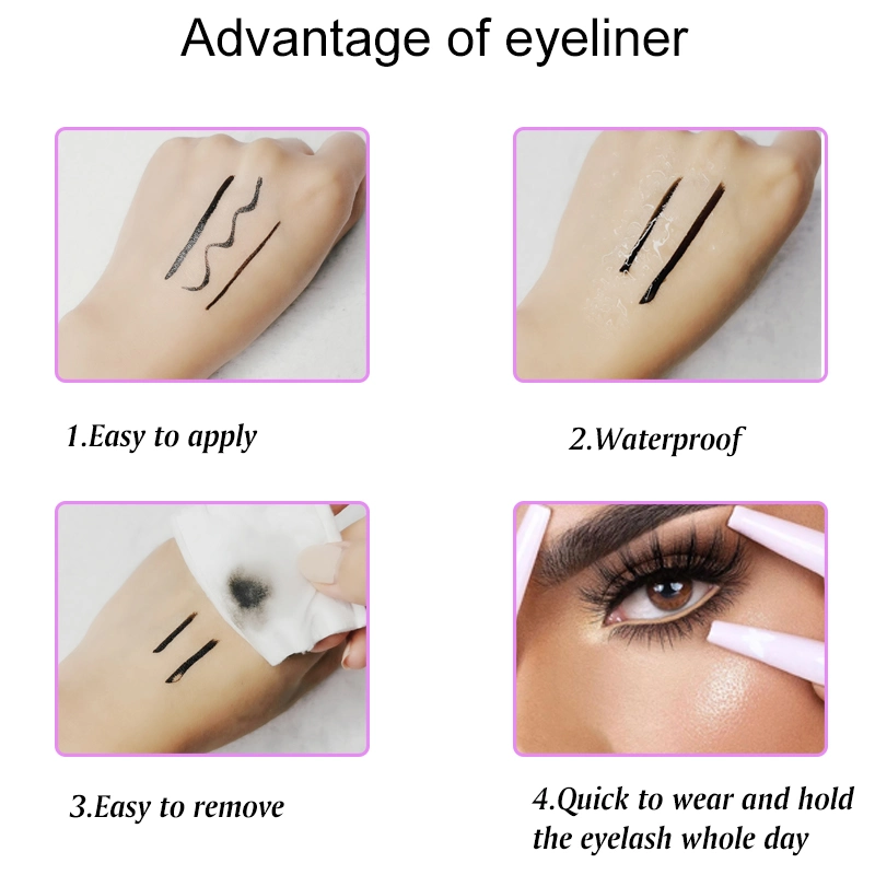 New Fashion Adhesive Eyeliner Black Liquid Eyelashes Eyeliner Waterproof Magic Eyeliner