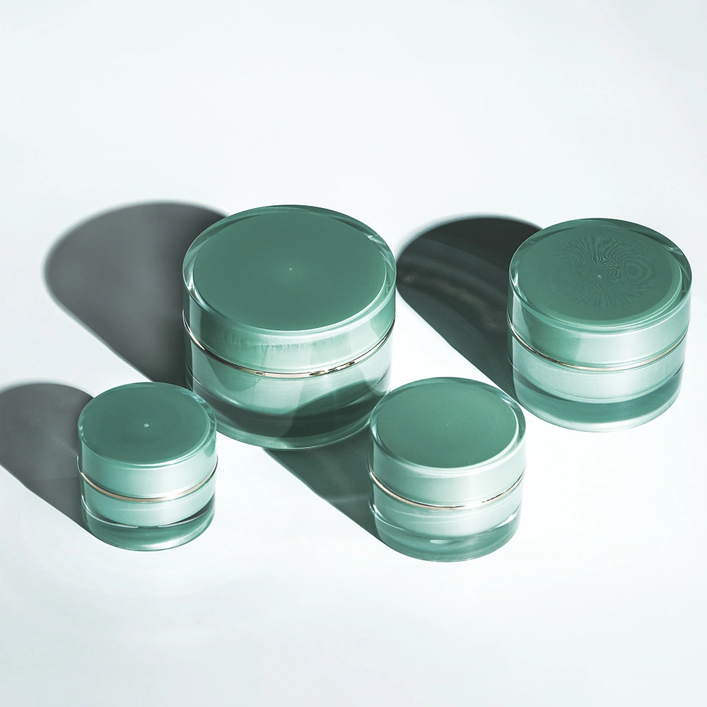 in Stock Cosmetic Container Eempty 5g Green Acrylic Cream Jar Lip Balm Jar for Skin Care