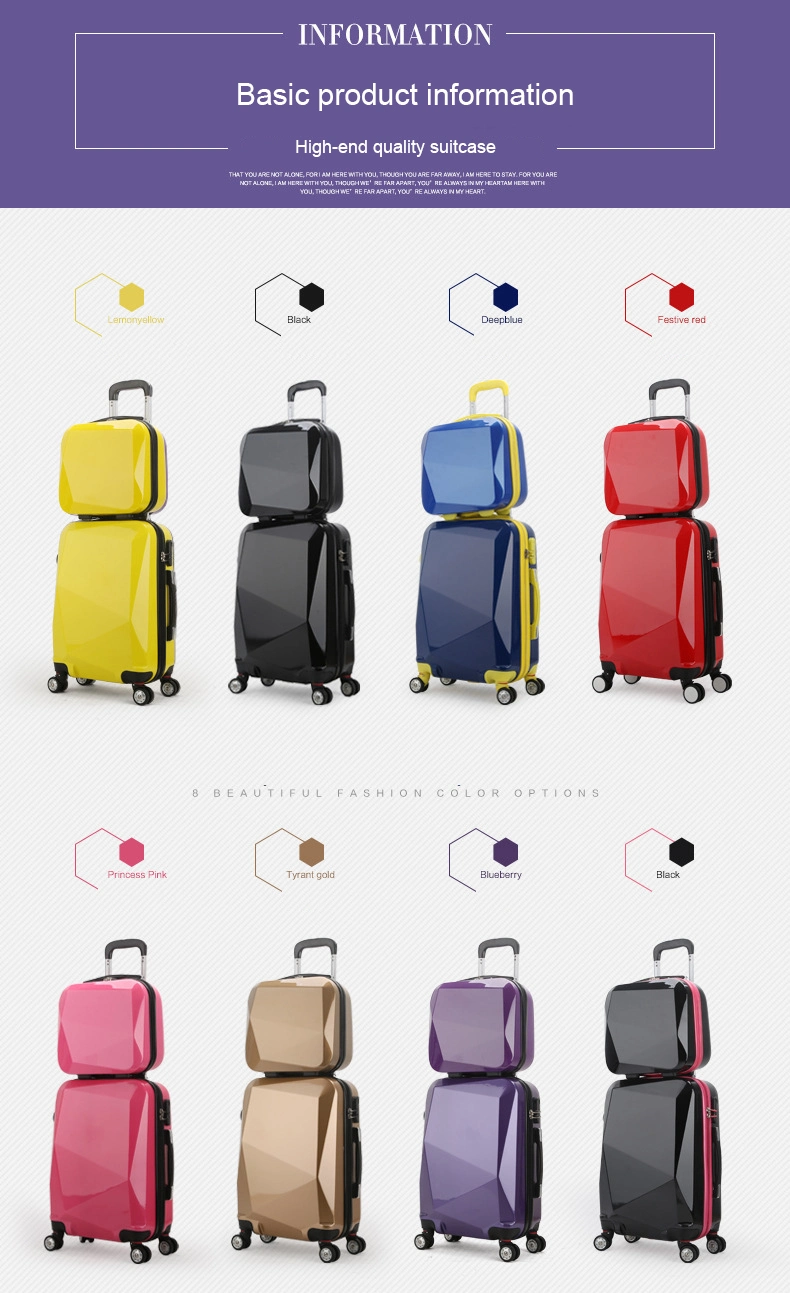 Cheap Sky Travel Time Rolling Custom Luggage with Transparent PC Diamonds Luggage Cover