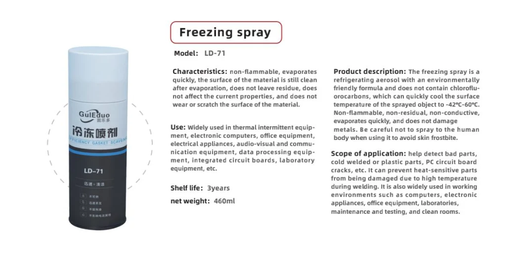 Freezing Spray Refrigerant of Thermal Intermittent Equipment, Electronic Equipment