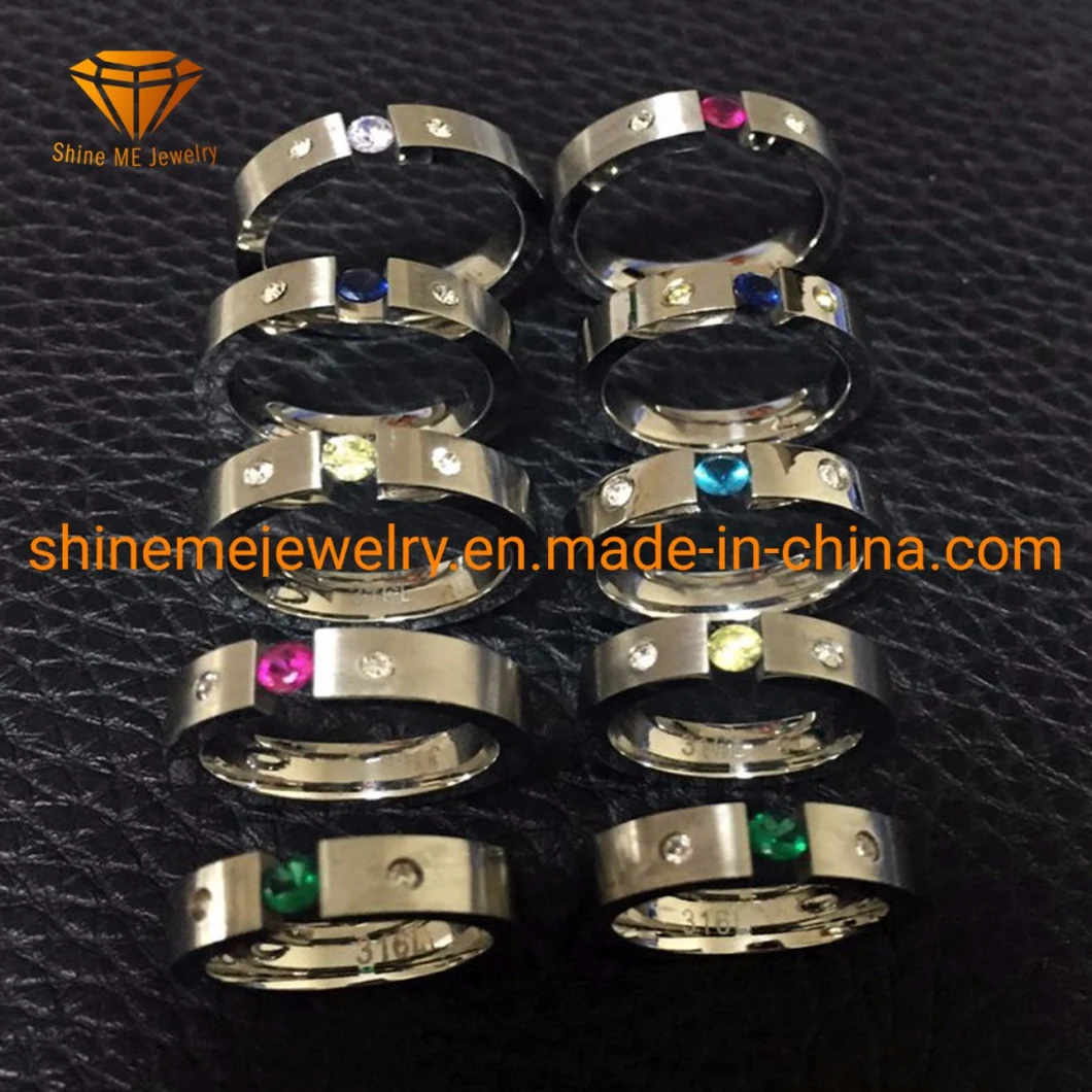 Wholesale Body Jewelry Wire Cutting Gemstone 316L Stainless Steel Ring SSR1908