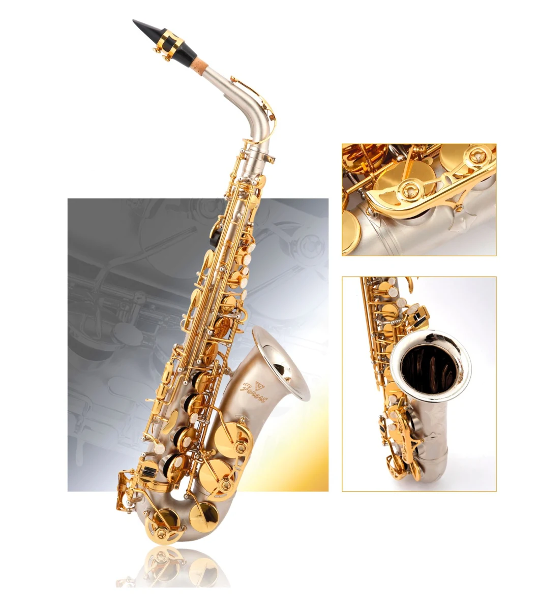 Good Alto Saxophone Silver Plated Body Gold Plated Keys