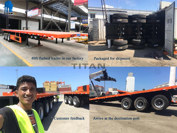 Titan Dry Cargo Carrier 4 Axles Flatbed Semi-Trailer/ Flatbed Container Semi Trailer for Sale