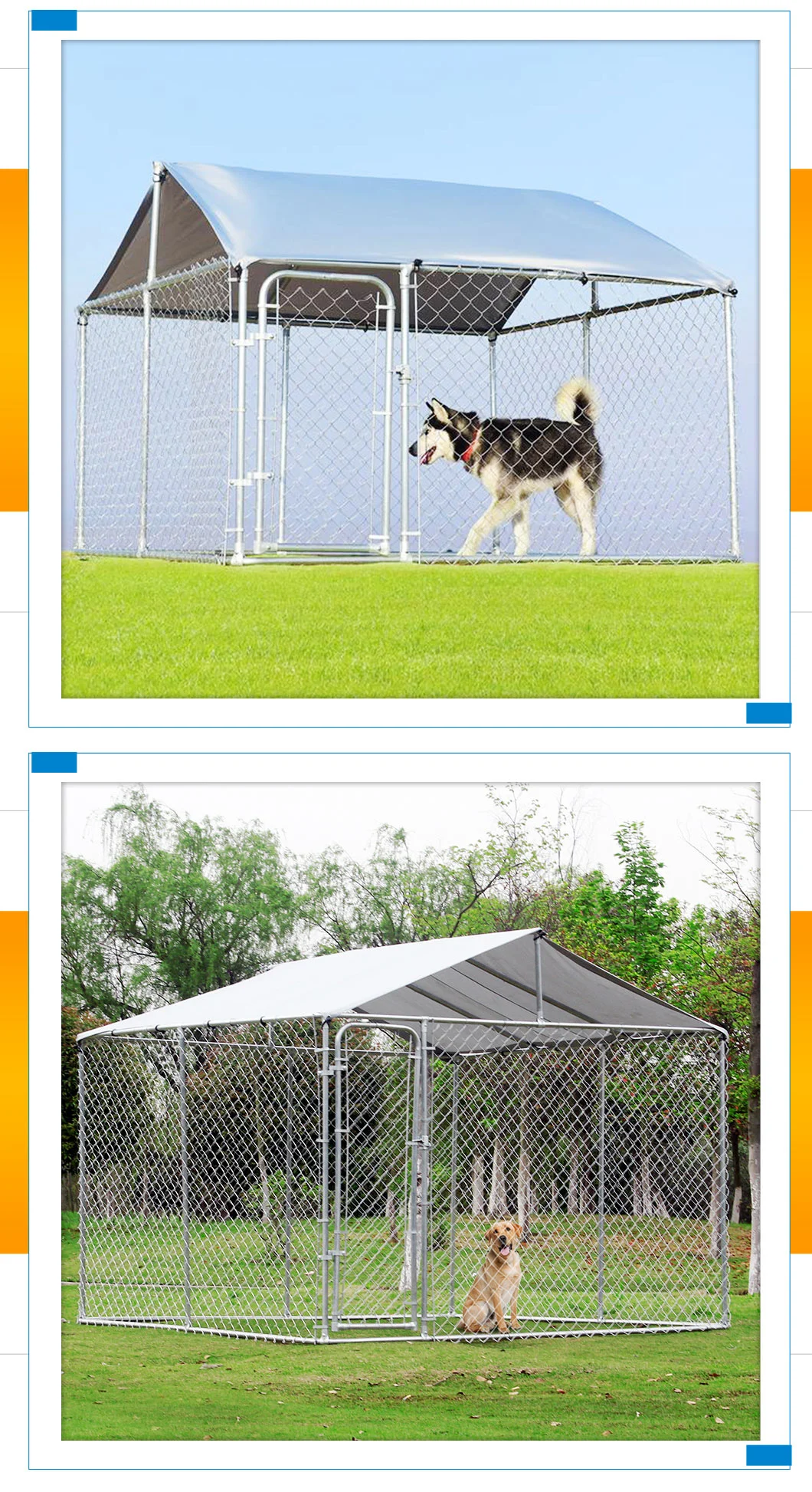 Easy Install Big Dog Kennel Pet Play Pen Chain Link Dog Cages Dog Carrier