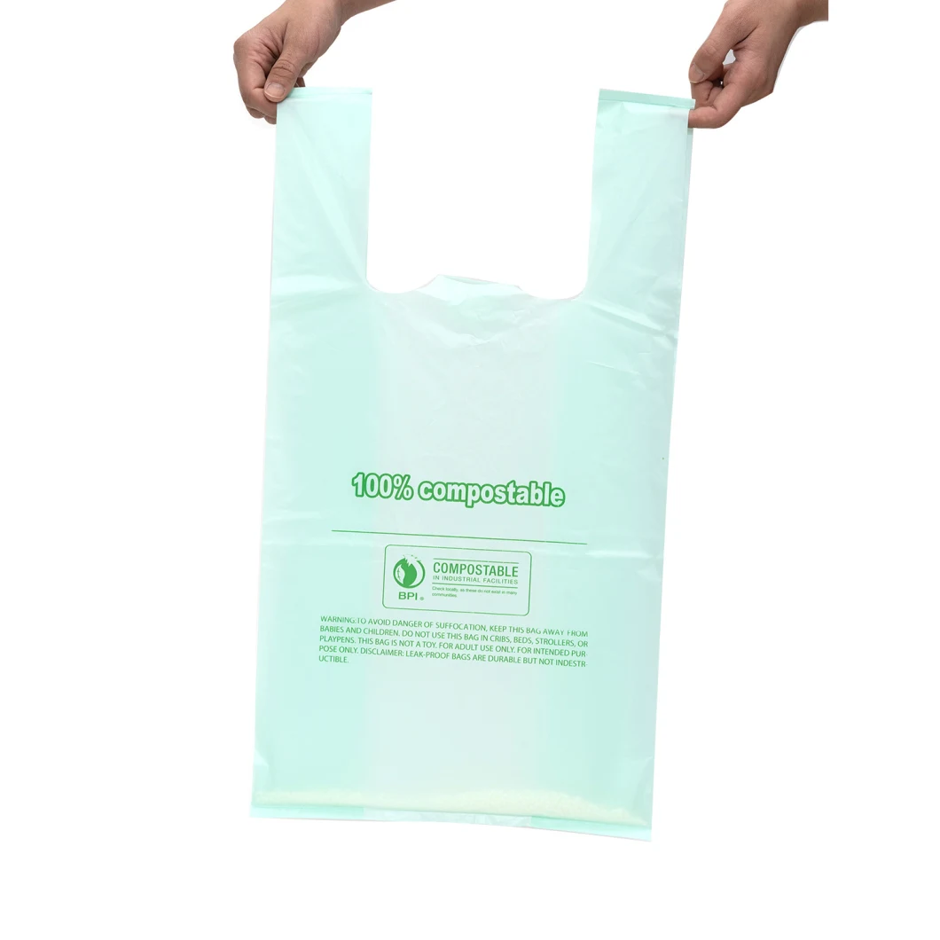 Custom Logo Plastic Carrier Bags Supplier Biodegradable T-Shirt Plastic Bag with Bpi Certified