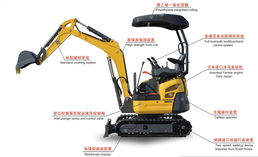 China Cheap Price Mini Tracked Digger Chain Digger Mini Excavator