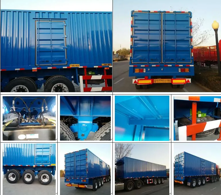 3 Axle Van Body Enclosed Cargo Transport Truck Semi Truck Trailer