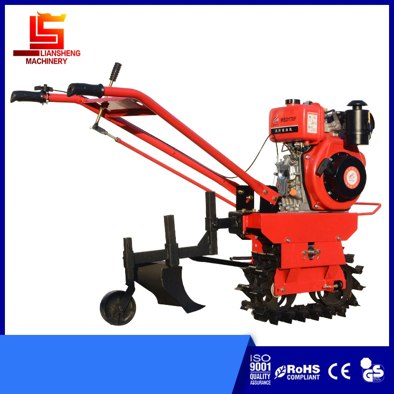 Small Gasoline /Diesel Power Tillage Machine Chain Track Mini Rotary Tiller Small Garden Tool Cultivator