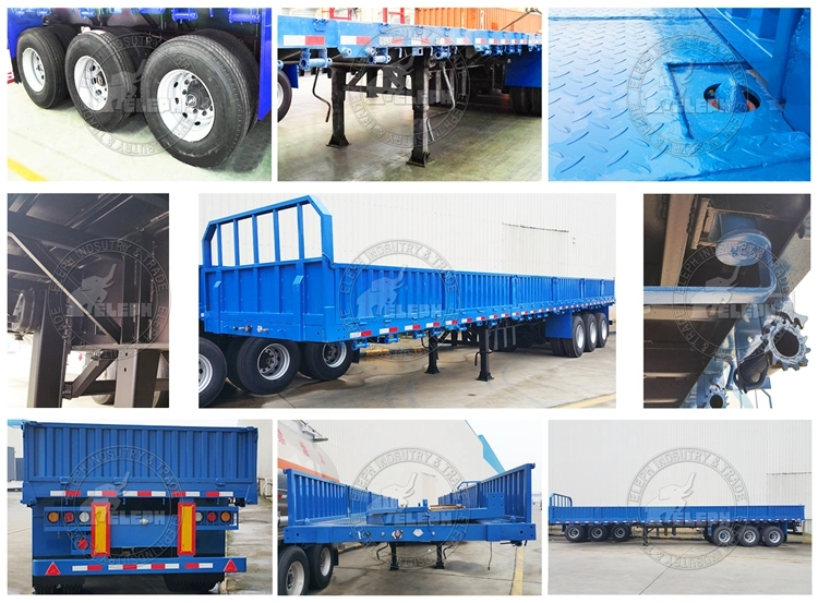 Top Brand Sale Tri Axles Open Side Wall Removable Cargo Carrier Truck Semi Trailer
