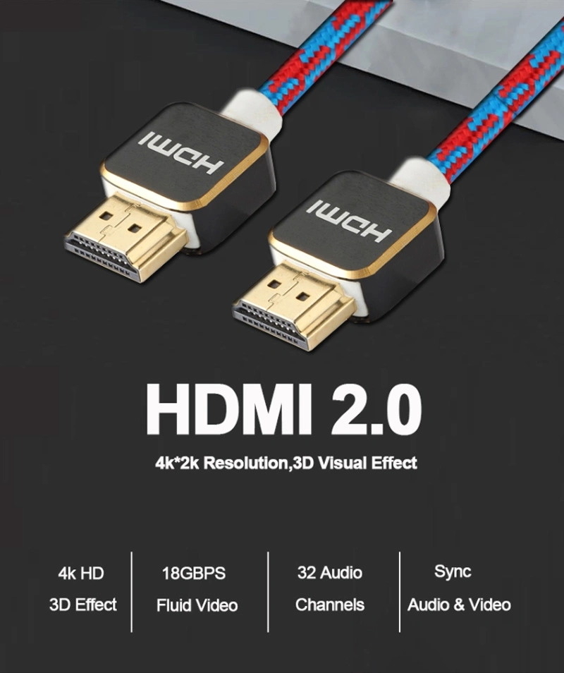 High Speed Super Slim HDMI to HDMI Cable 4K 60Hz 2.0V HDMI Cable 2m