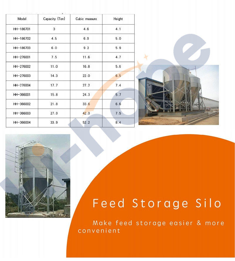Hot Galvanized Metal 20 Ton Silo Feed with Transfering Auger for Chicken Feeding