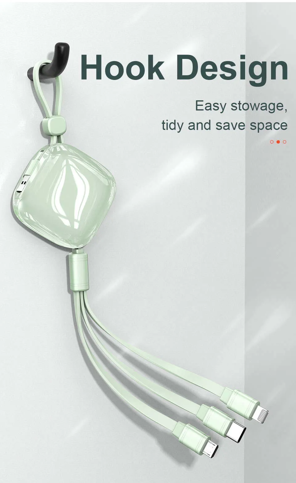 Best Selling Tongyinhai 1.2 M USB Groove Design 3A Quick Charge Retractable Cable for mobile Phone