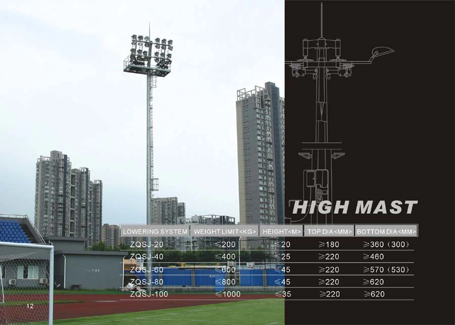 High Mast Pole with Lowering System