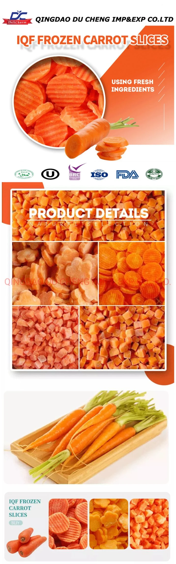 Best Selling Individual Quick Frozen Vegetable Vietnam Frozen Carrot Dice