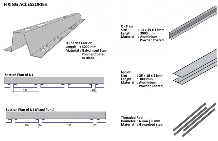 Aluminum Roll Formed Baffle Ceiling For Interior Decoration Material