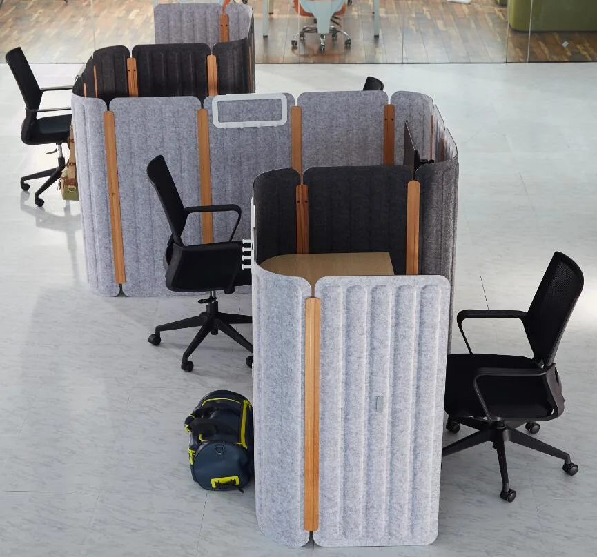 24mm Gray Polyester Fiber 5PCS Standing Acoustic Panels Decorative Workstation