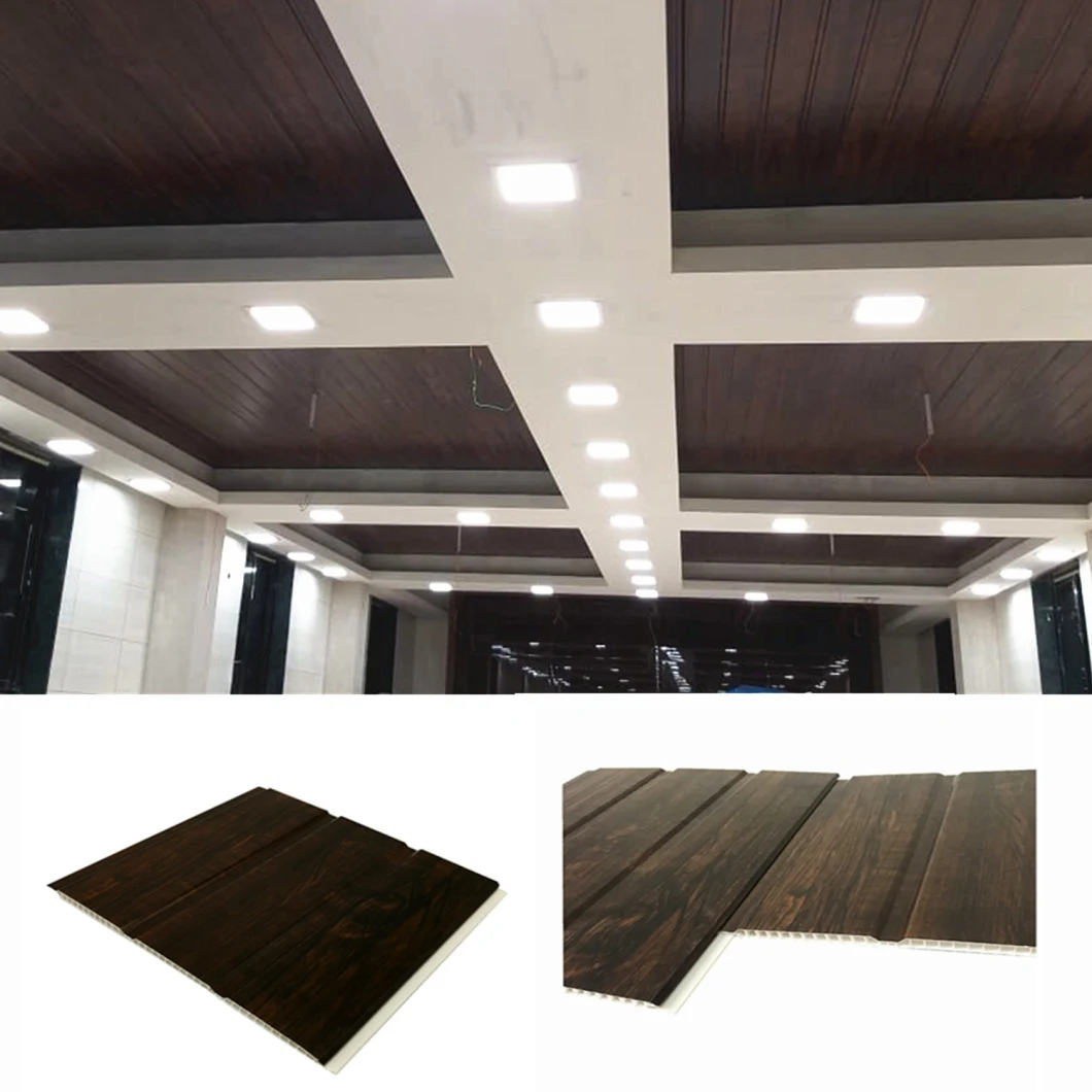 250X8X5950mm Ecuador Laminas Plastic Panels Pared 3D PVC Techo Strip False Ceiling Design