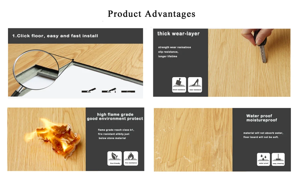 100% Termite Resistant Anti-Skid Waterproof Moistureproof WPC Vinyl Flooring
