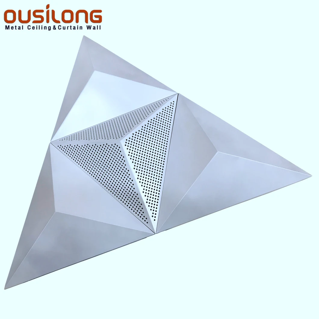 Perforated 3D Triangle Aluminum / Aluminium Panel Building Decorative Metal Ceiling Tile