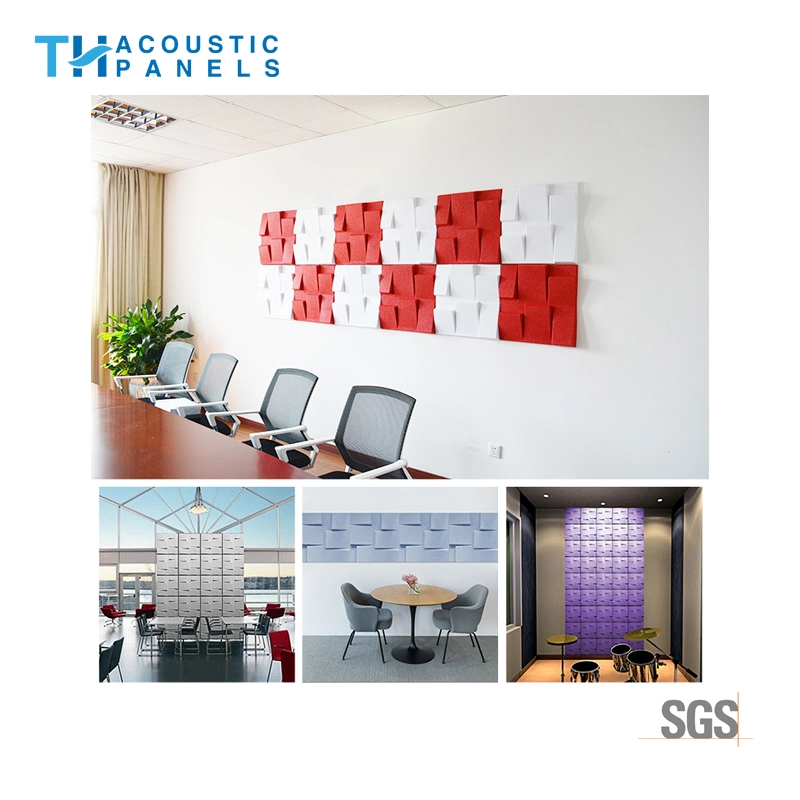 Fire Proofing Polyester Fiber Interior Decorative 3D Sound Absorbing Wall Panel for Background