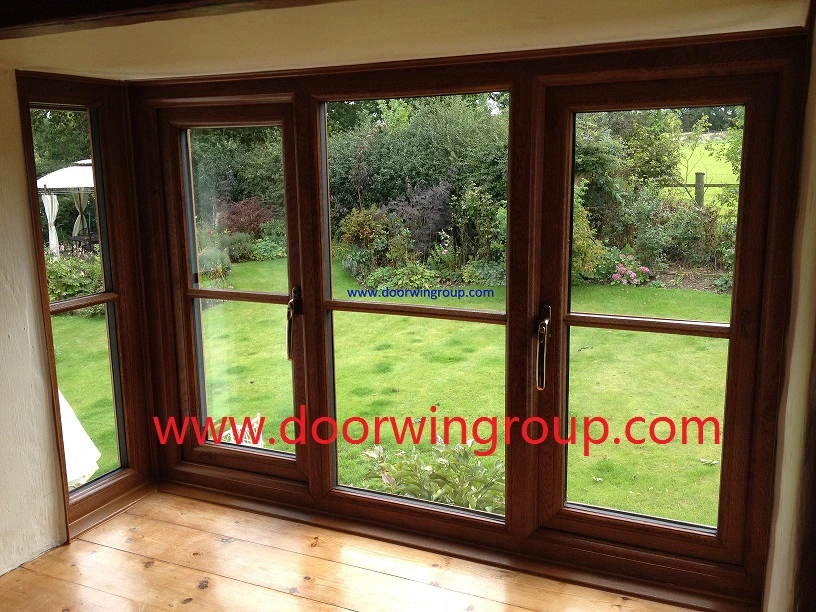 Excellent European Style Aluminium Clad Wood Window, Composite Window with Beautiful Vertical Light Grille