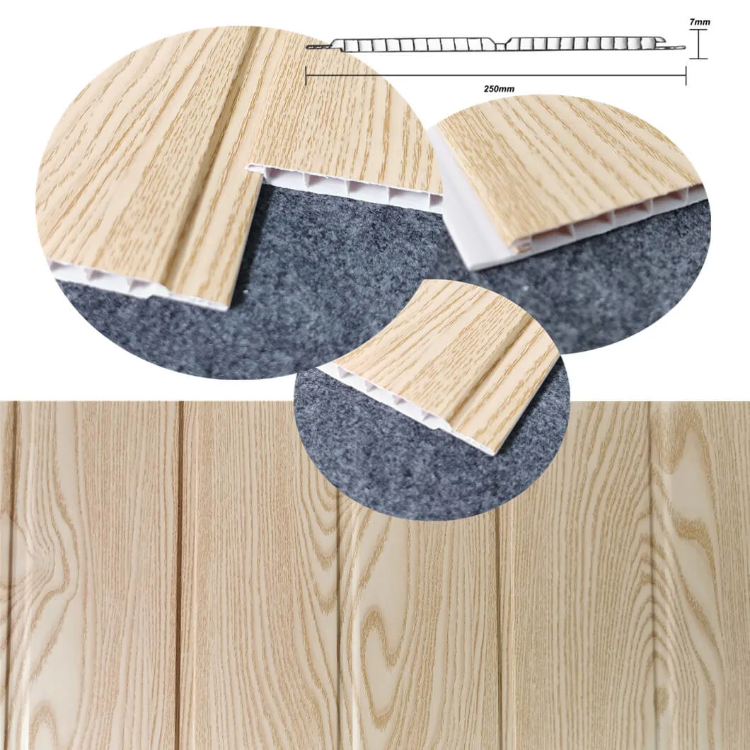 Middle Groove PVC Ceiling 3D Wood Design Wall Cladding Panel Lamination