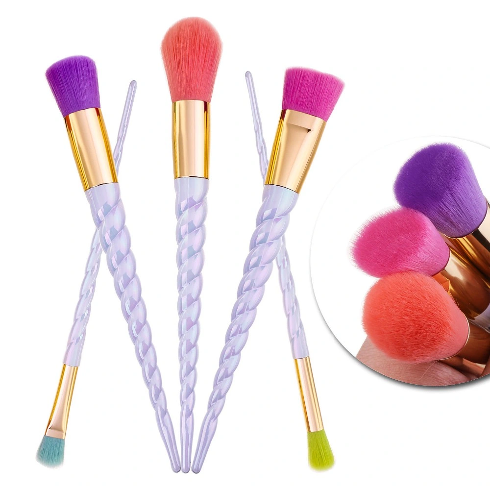 6 Pieces of Eyeshadow Professional Eyeliner Unicore Cheek Brush Rainbow Color Makeup Brush Set