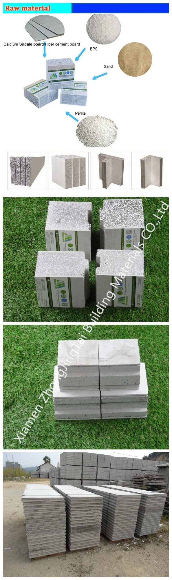 Thermal/Fire/Water/Moisture/Sound Proof Composite EPS Cement Sandwich Wall Panel for Roof/Wall/Floor