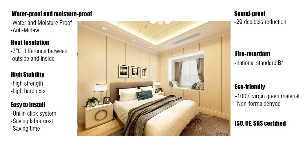 Fire Retardant Water Resisted Wood Grain WPC Decorative Wall Panel