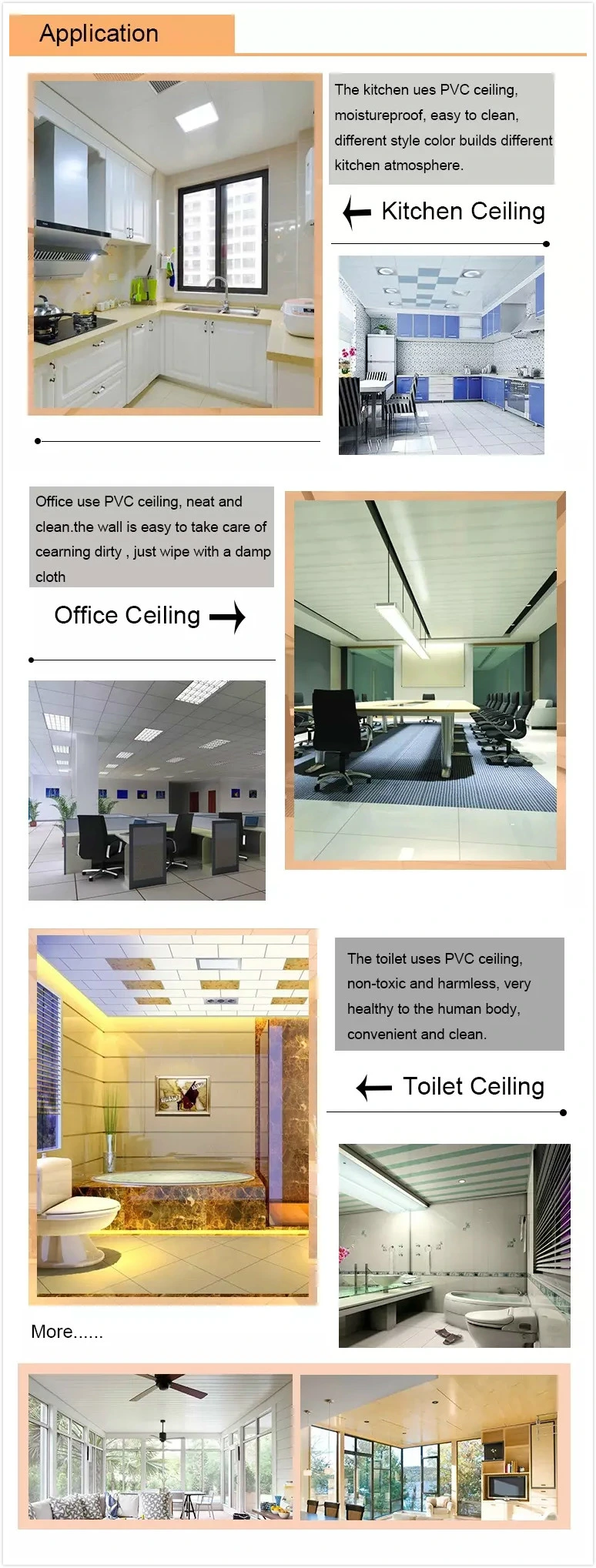 Waterproof Fireproof High Glossy PVC Ceiling Panel PVC Ceiling Board for Office Hotel House