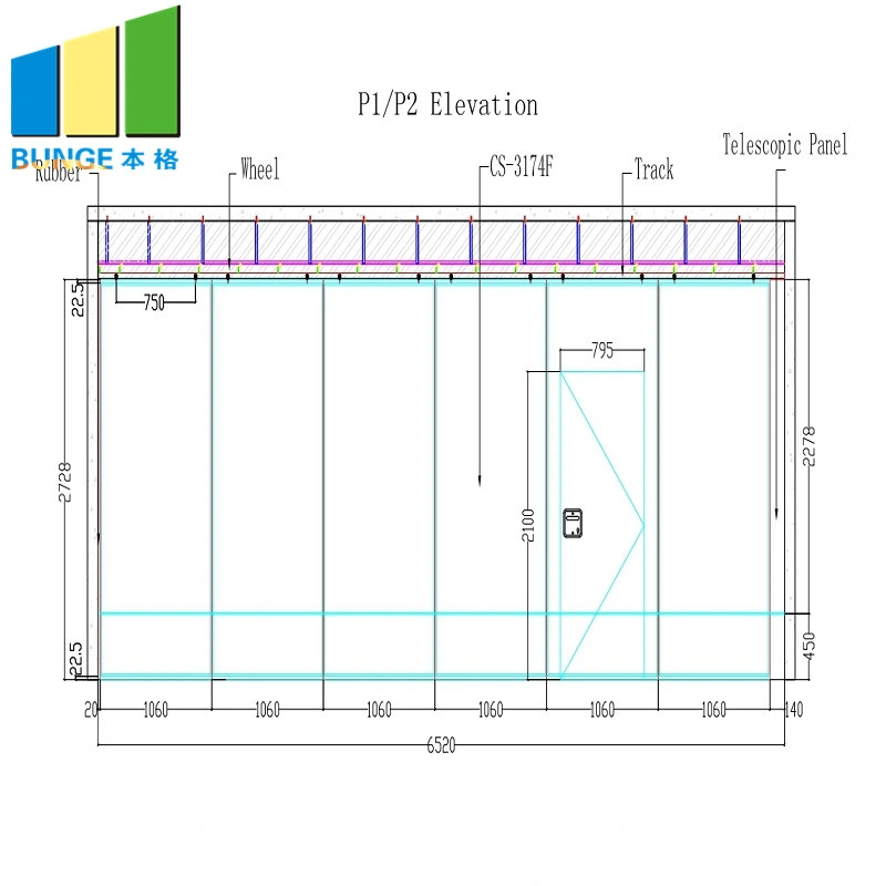 Conference Room Fire Resistant Movable Acoustic Walls Sound Proof Partition