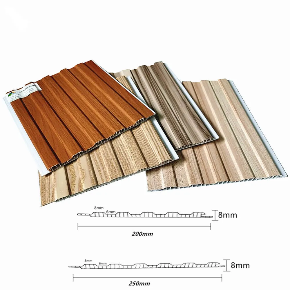 Width 250mm Laminated Stretch Ceiling Tiles Decorative 3D Wood Color Design