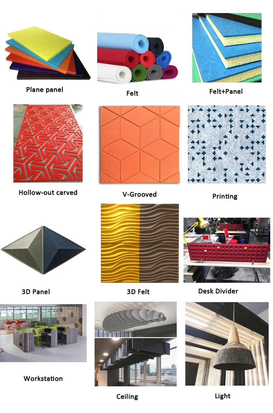 9mm / 12mm / 24mm Polyester Fiber Decorative Acoustic Wall Panel