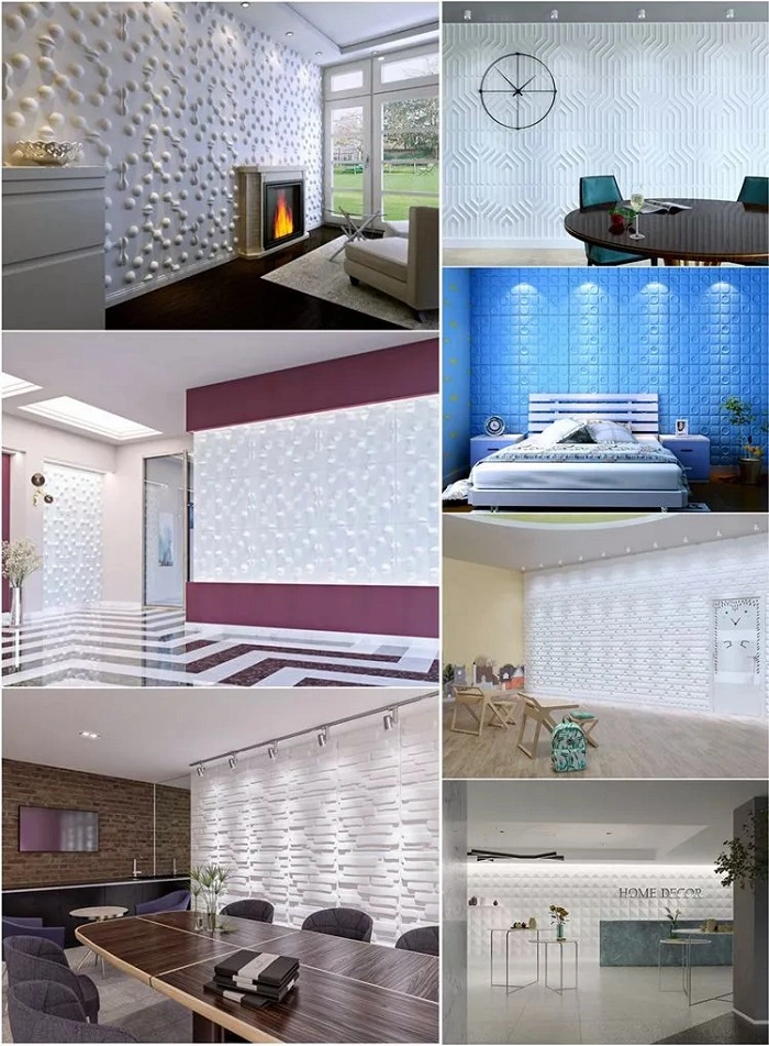 Paintable PVC Wall Covering Interior 3D Embossed Decorative 3D Wall Panels
