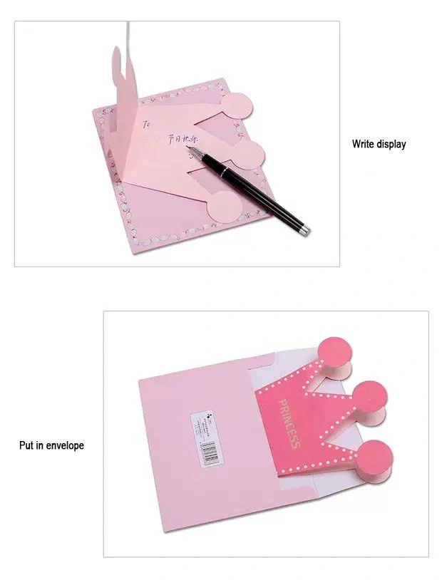 Imee Custom Paper Cards Elegant Kids Print Princess Folding Paper Greeting Cards with Envelope