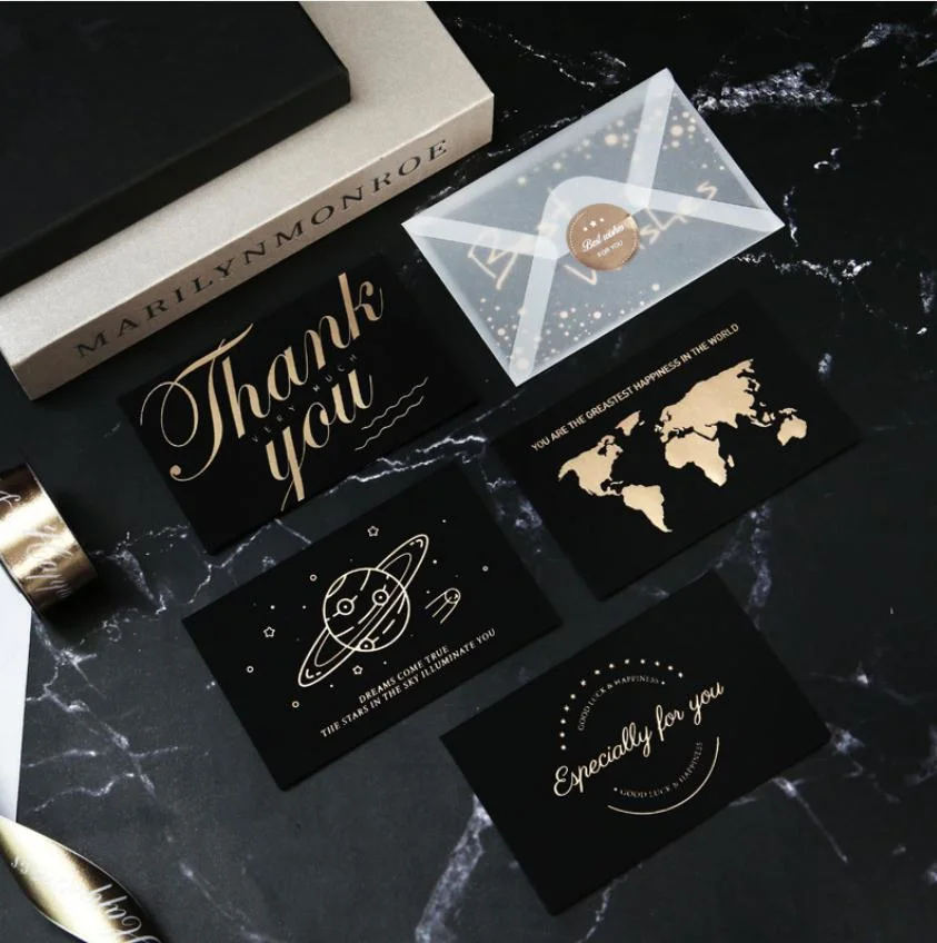 Customized Black Paper Thank You Cards, High Quality Custom Paper Cards, Greeting Card