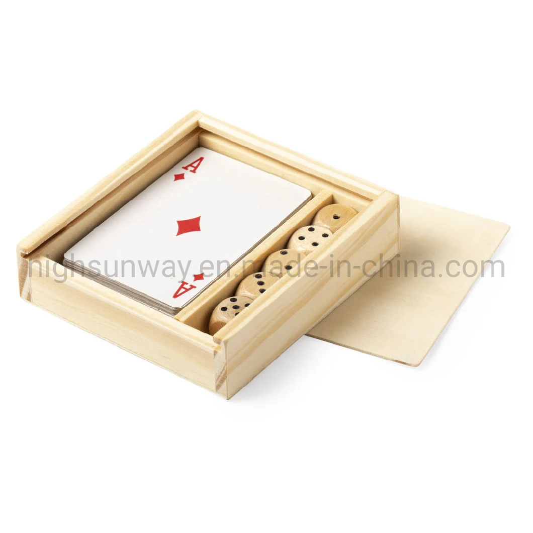 Promotion Playing Cards Poker Card Poker Set with Wood Dices in Pine Box