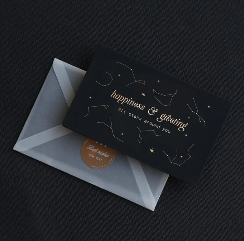 Customized Black Paper Thank You Cards, High Quality Custom Paper Cards, Greeting Card