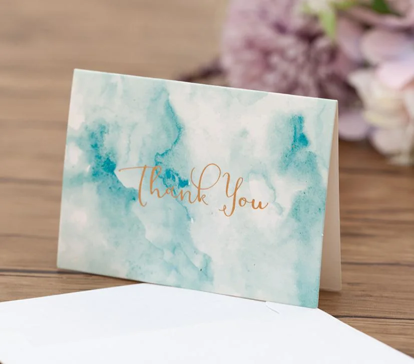 Custom Thank You Cards Greeting Card Best Wishes Post Cards Foil Stamping Paper Printing with Envelope