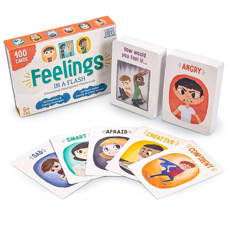 Emotional Intelligence Flashcard to Play Custom Printed Puzzle Learning Paper Game Playing Cards for Kids