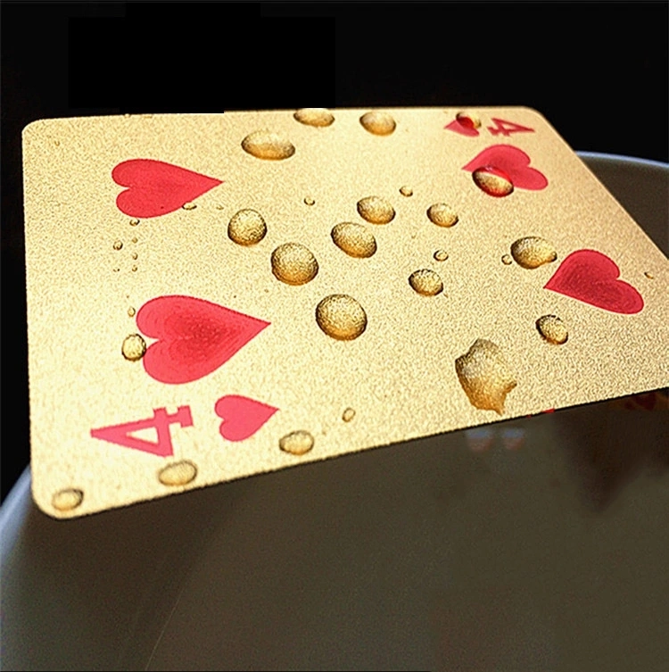 Custom Quality Gold Playing Cards Poker Waterproof Game Gold Foil Poker Set Plastic Cards Durable Poker