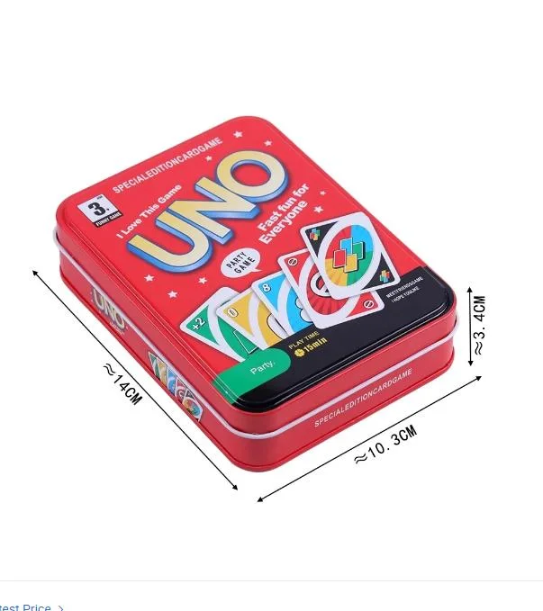 Custom Logo Party Game Toy Gift Uno Card Playing Card Packaged with Tin Box