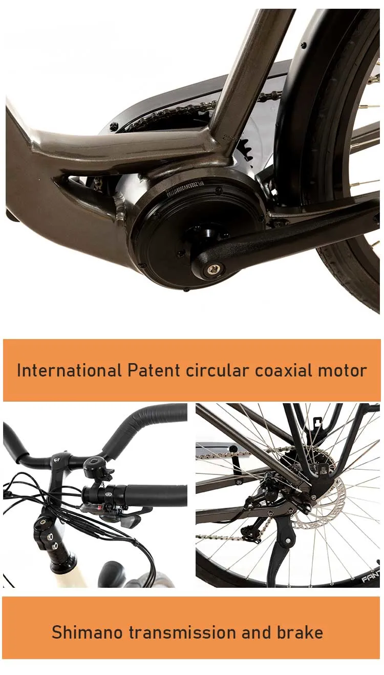 700c MID-Battery Electric Bicycle Alloy Aluminum Alloy Crank Prowheel Torque Sensor with Comfort Seat