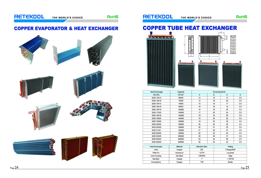 Copper Tube Aluminum Fin Evaporator Coil for Refrigerator &Freezer&Show Case