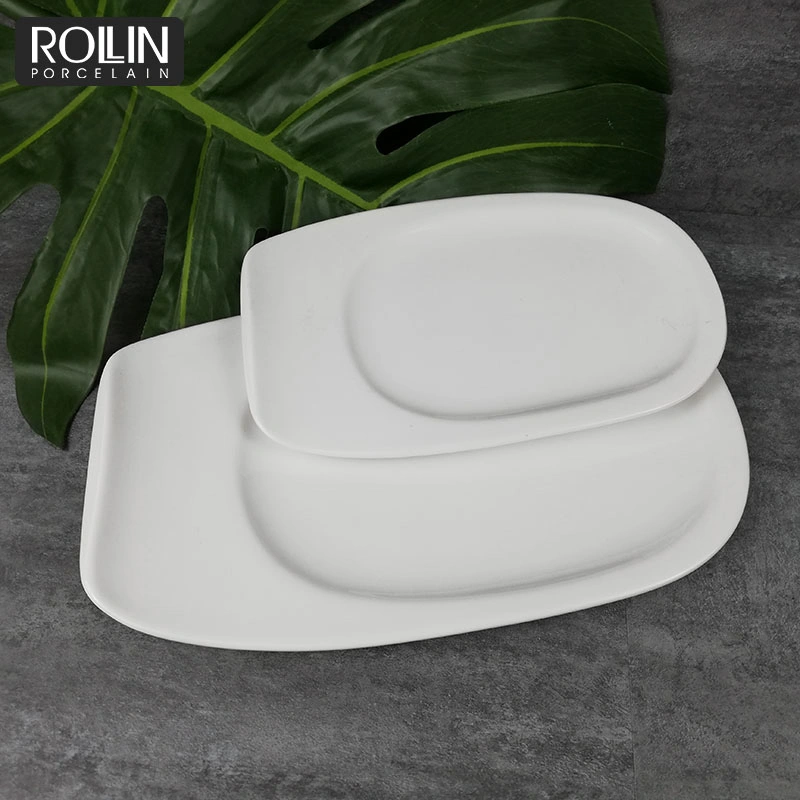 Custom Plain White 12 14 16 Inch Rectangle Serving Plate