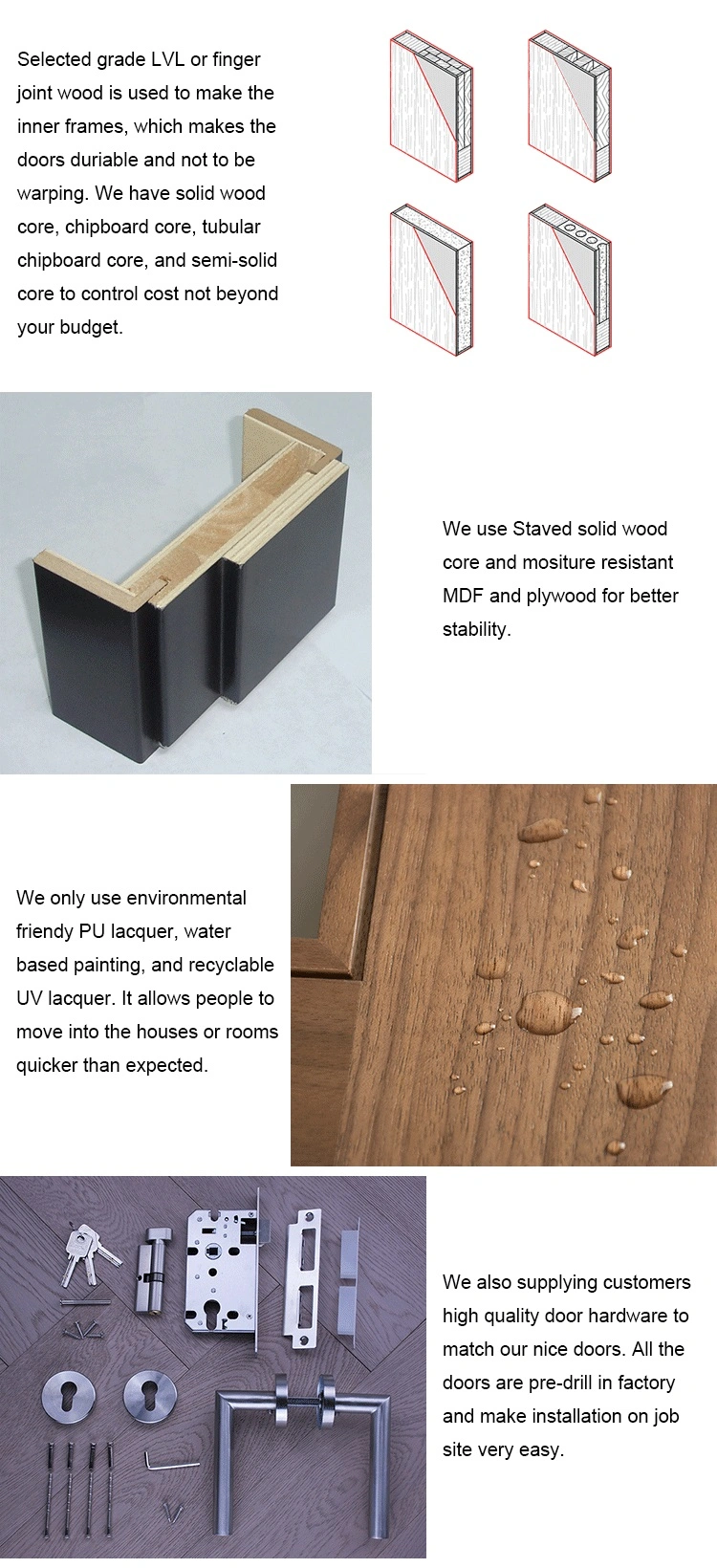 Aluminium Strips Mahogany/Cherry/Teak Veneer Wooden Internal Flush Door