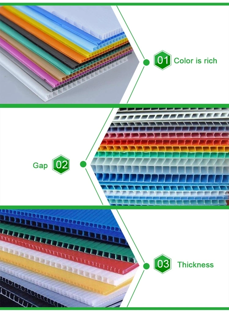 Wholesale Reasonable Price 2mm 3mm 4mm 5mm 6mm 7mm 8mm PP Hollow Corflute Coroplast Sheet