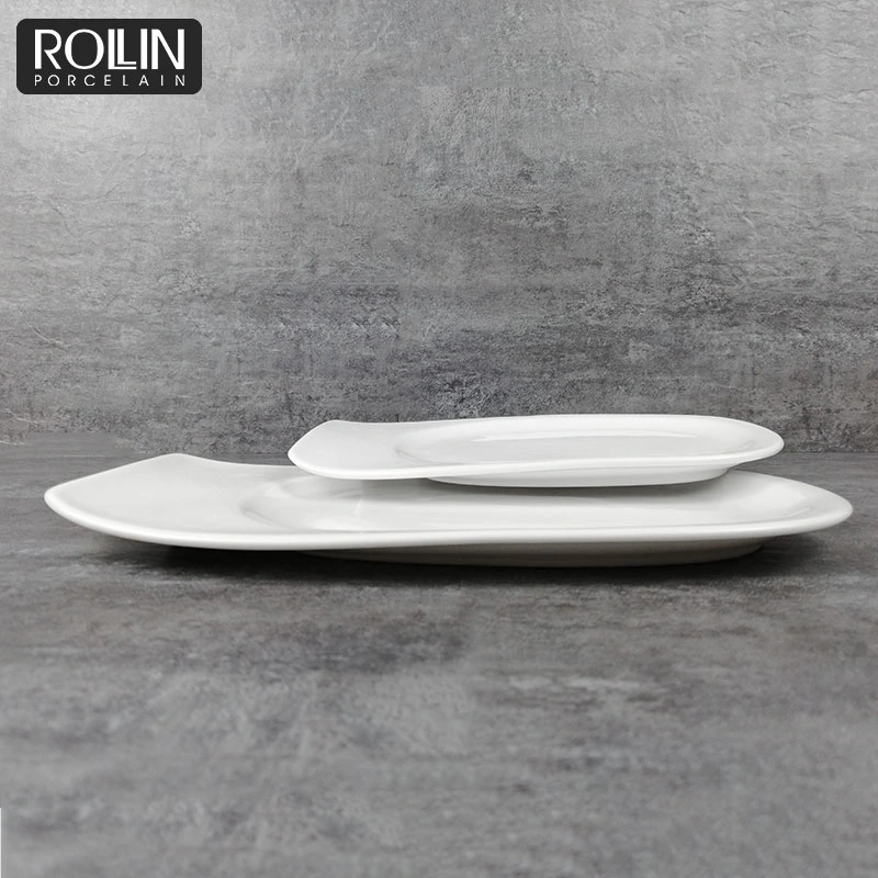 Custom Plain White 12 14 16 Inch Rectangle Serving Plate